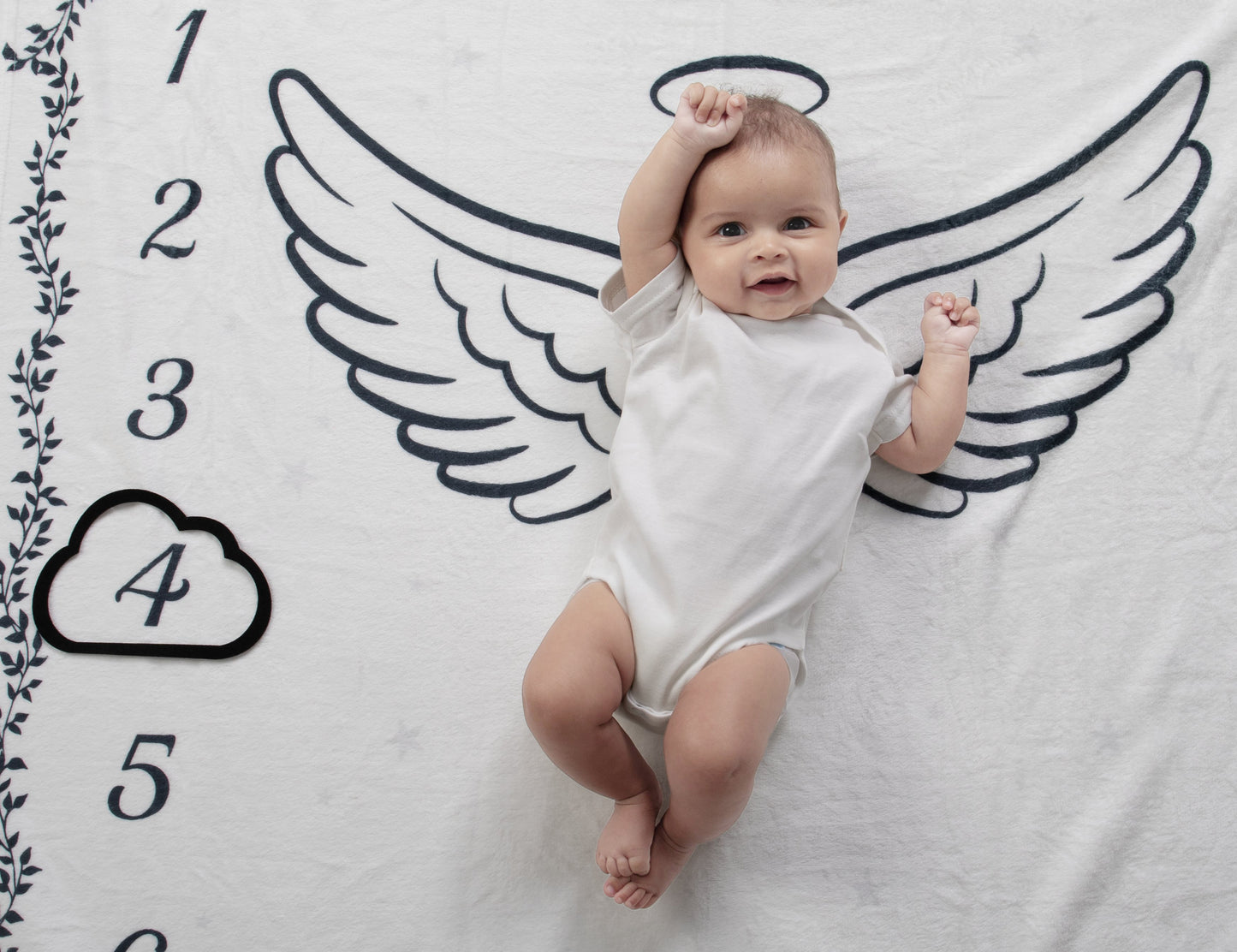 Heavenly Dreams Angel Personalized Milestone Blanket and Markers