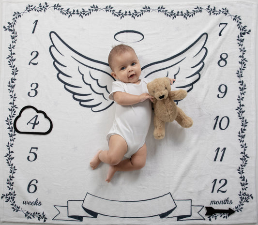 Heavenly Dreams Angel Personalized Milestone Blanket and Markers