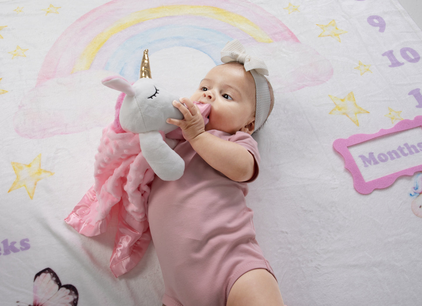 Magical Unicorn and Rainbow Plush Lovey and Security Blanket