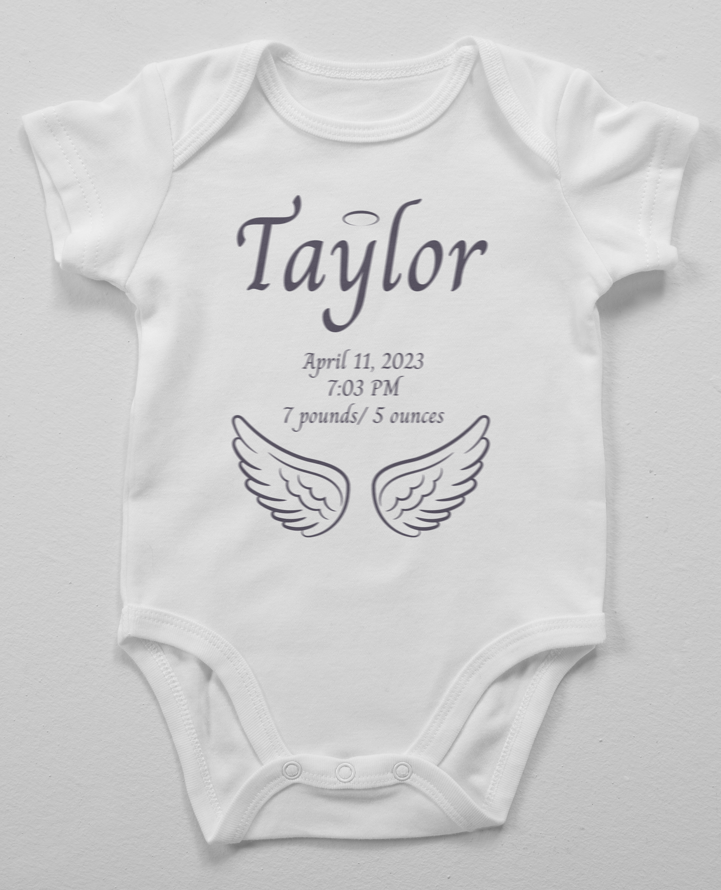 Heavenly Dreams Angel White Short Sleeve Personalized Onesie