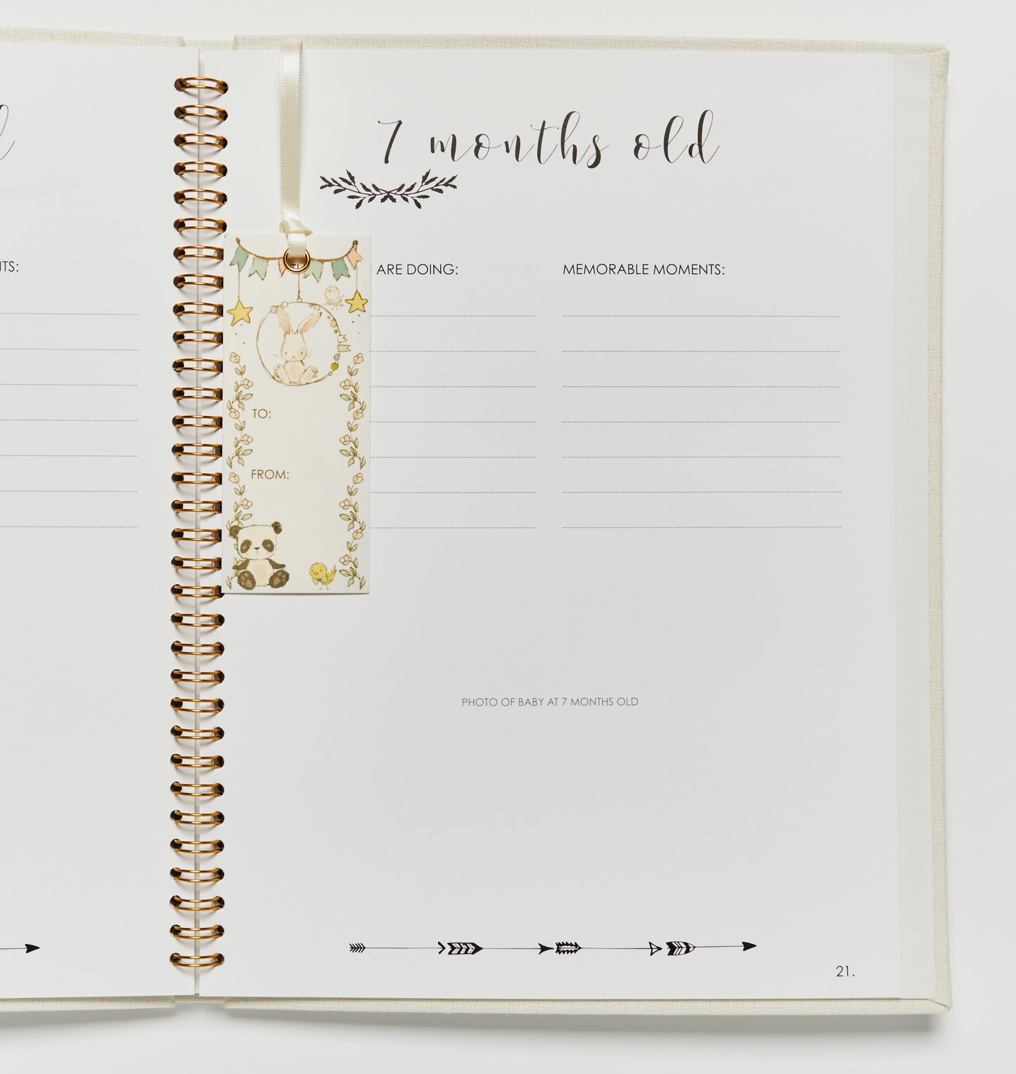 Bunny and Friends Floral Garden Baby's First Year Baby Book and Bookmark set