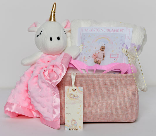 Magical Unicorn and Rainbow Starter Milestone Gift Basket