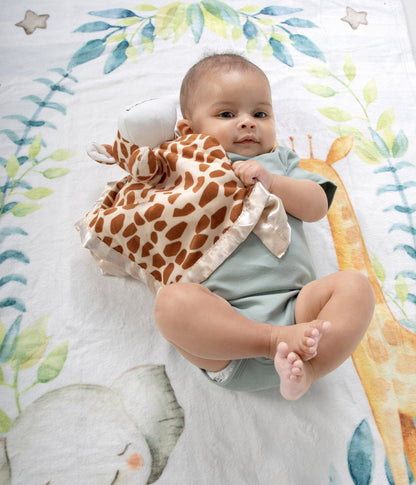 Keepsake giraffe lovey security blanket plush toy, safari/jungle theme for baby showers, new pet gift, new baby gift, gender neutral gift