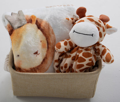 Keepsake giraffe lovey security blanket plush toy, safari/jungle theme for baby showers, new pet gift, new baby gift, gender neutral gift